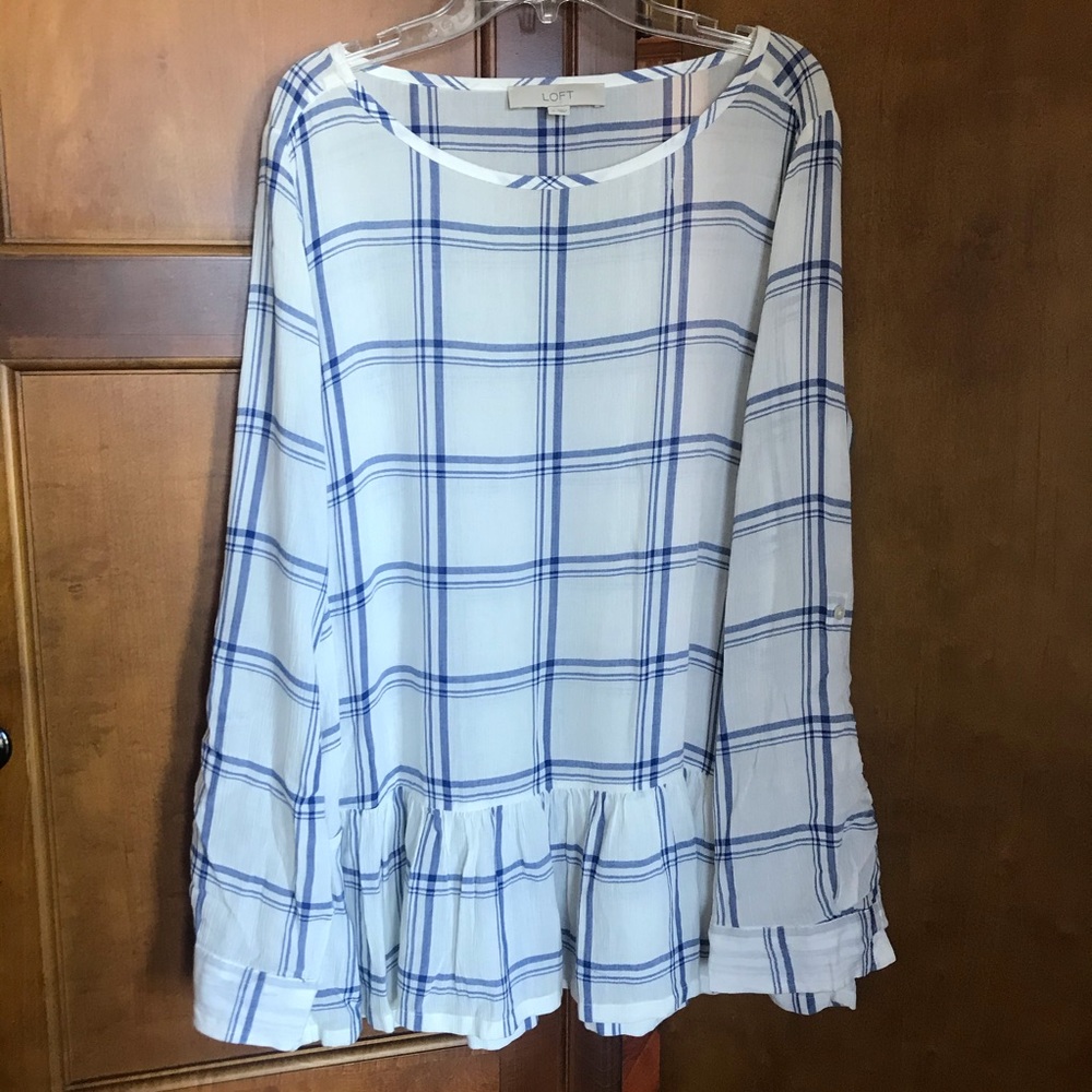 Lightweight Plaid Peplum Blouse